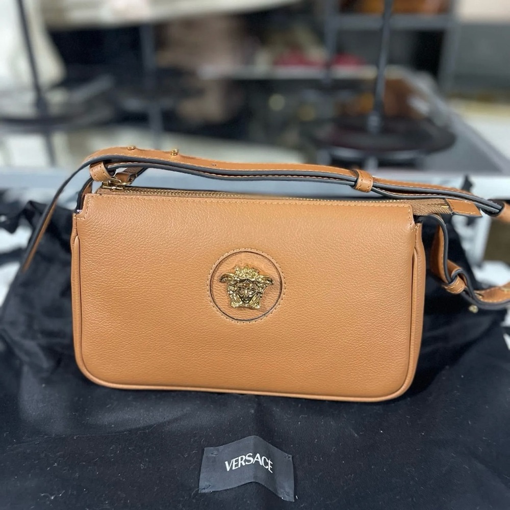 Versace La Medusa Small Leather Shoulder brown